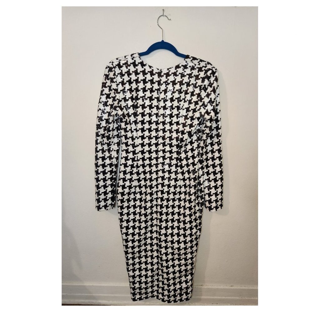 Hamel Sequin Houndstooth Plunging V Midi Dress - image 3